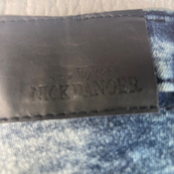 Nick Danger Mens Straight-Leg Jeans Acid Wash Grunge 34X30 Stretch Cotton - Picture 4 of 9